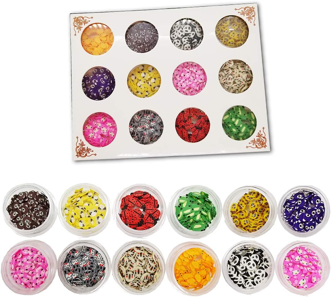 Animal Slices 12 Pack - Assortment Fimo Slime Supplies Filler Decorations Nail Art Kit Add In, Accessories DIY Slime Making Polymer Clay Box Ingredients Set Homemade Jars Variety Fruit Slices For Kids
