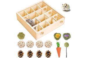 PSTARDMOON Hamster Wooden Maze Tunnel with Transparent Plastic Cover and Chew Toys Comfortable Playhouse for Guinea Pigs and Small Animals to Play and Sleep (Style 1)