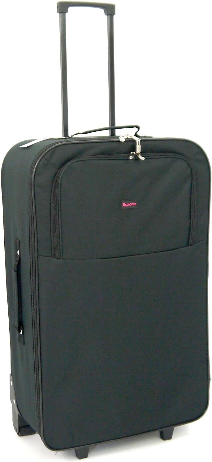 Super Lightweight 2 Wheel Suit Case Trolley Cases Luggage Cabin Holiday (27" Large, Black
