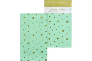 Inspired Mailers - Poly Mailers 6x9 - 100 Pack - Gold Stars (Seafoam) - Small Shipping Bags - 6x9 Mailing Bags for Shipping