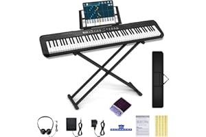 MIZAYI 88 Key Digital Piano, Electronic Keyboard Piano with Music Stand, Power Supply, Sustain Pedal, Stand, Bluetooth, Carrying Case, Headphones, USB-MIDI, for Beginner Professional at Home, Stage