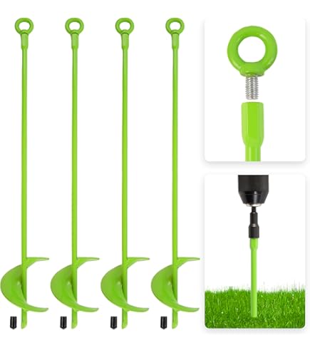 18 Inch Ground Anchors 4 Packs Heavy Duty Fully Welded Trampoline Stakes Screw In