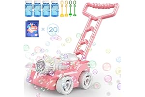 WESFUNER Bubble Machine,Bubble Blower Maker,Bubble Lawn Mower for Toddlers 1-3,Summer Outdoor Push Backyard Toys,Wedding Party Favors,Christmas Birthday Gifts for Preschool Boys Girls