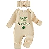 citgeett My First St Patricks Day Baby Girl Outfit Cutest Little Lucky Charm Romper Jumpsuit Clover Onesie Newborn Clothes