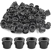 Bonsicoky Black Snap Bushing, 3/8" Mounting Diameter, 50 Pcs | Plastic, For Cable Hose Wire