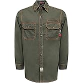 BOCOMAL FR Shirts for Men Snaps Down 7.5oz Water Repellent Fire Resistant Welding Jackets-NFPA2112 CAT2