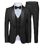 MAGE MALE Men's 3 Piece Suit Slim Fit Solid Shawl