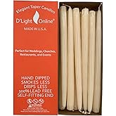 Ivory Taper Candles, 12 Inch Premium Quality Tapered Candles Hand-Dipped, Dripless, Smokeless Paraffin Wax, Cotton Wicks and Bulk Pack for Events - Set of 12 (12 Inch, Ivory)