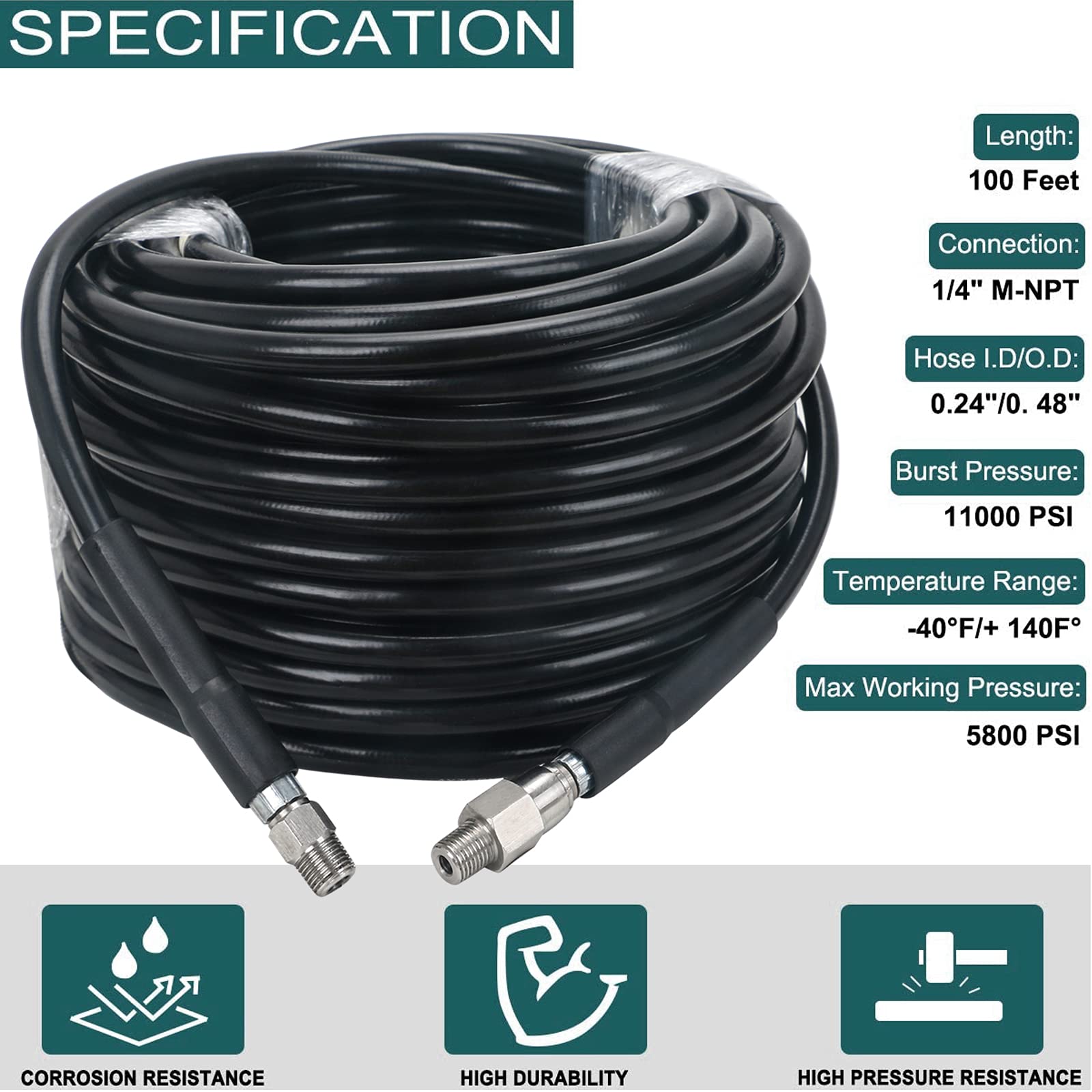 Mua STYDDI Sewer Jetter Kit for Pressure Washer 100FT, 1/4 Inch NPT