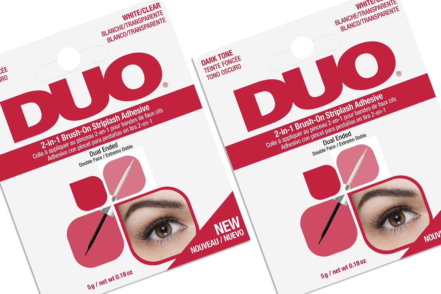 DUO 2-in-1 Brush On Clear & Dark Adhesive, 0.18 oz x 2 packs