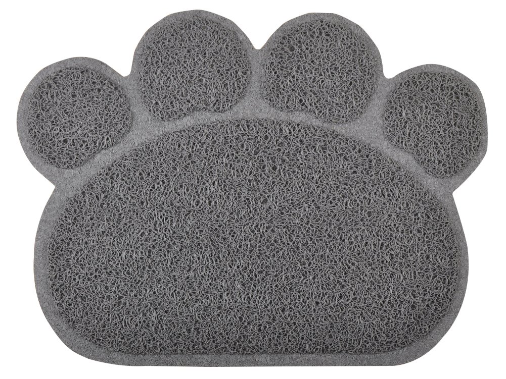 DM Paw-Shaped Cat Litter Tray Mat, 40x30 cm (Grey)