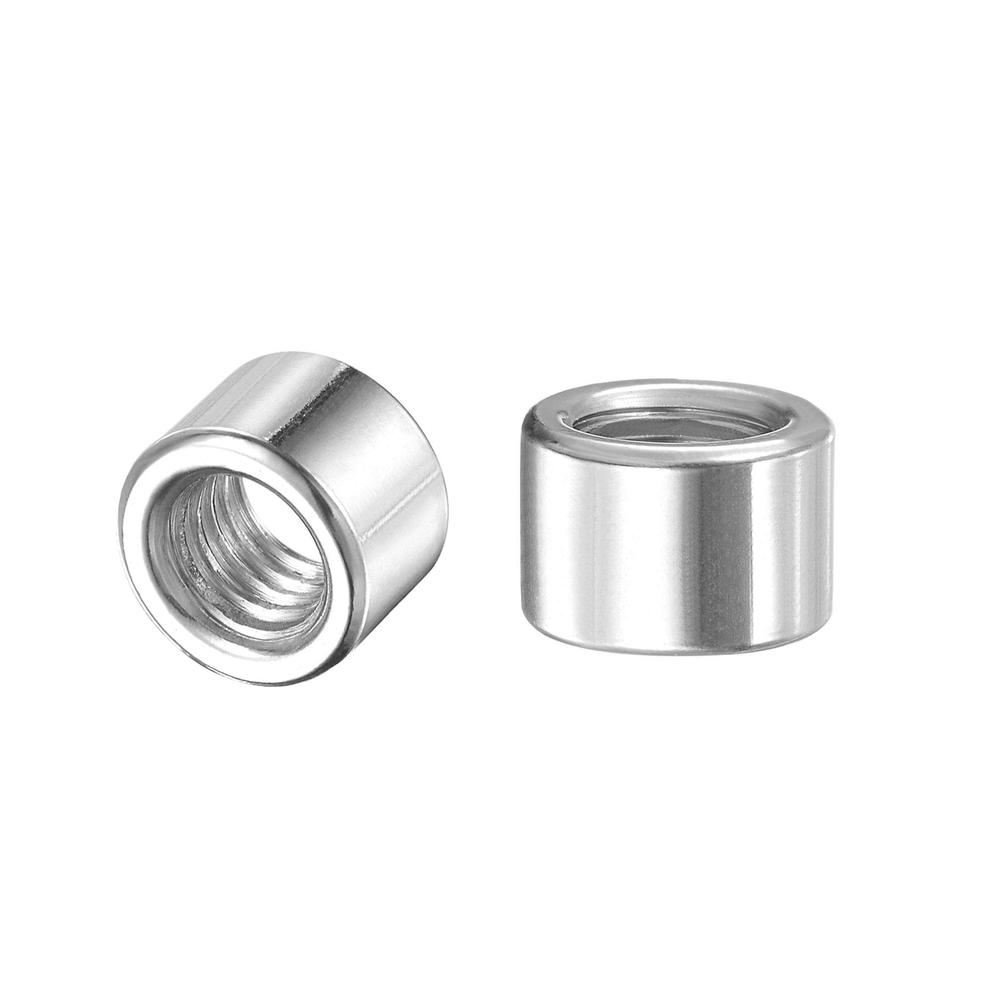 sourcing map Round Weld Nuts, M8 x 12mm x 8mm Weld On Bung Female Nut Threaded - 201 Stainless Steel Insert Weldable 20pcs
