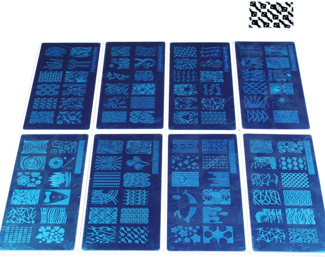 FingerAngel 16pcs Nail Art Stamping Plates Kit with 1pcs Green Stamper & White Holder - DIY Nail Art Template & Tools - Image 4