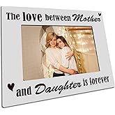 Mom and Daughter Photo Frame - Love Between Mother and Daughter- 4 X 6 " Picture Frame With A Wood Stand Behind - Heartwarming Birthday Gift For Mon Mother's Day Gifts Home Office Tabletop Decor - E05