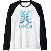 Two Fish Zodiac Sign Symbol Horoscope Pisces Raglan Baseball Tee