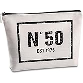 SYIJIMSJKT 50 Year Old Birthday Gifts for Women Makeup Bag 50th Birthday Decorations for Her Mom Grandma Aunt Travel Zipper Pouch 1976 Happy 50th Birthday Gifts Cosmetic Bag
