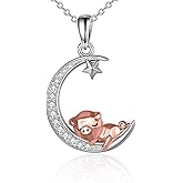 Pig Necklace S925 Sterling Silver Origami Pig Necklace for Women