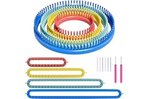 cureder Knitting Loom Craft Kit - Long Knitting Loom and Round Knitting Loom - Include 2 Knitting Yarn Loom Needle and 2 Plastic Loom Pick, (4 Round Loom&4 Long Loom), Great for Kids or Baby Blanket