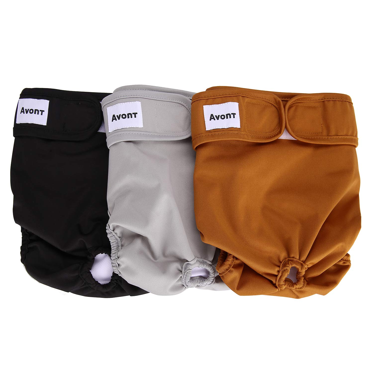 Avont 3 Pack Reusable Dog Diapers, Highly Absorbent Washable and Eco-Friendly Sanitary Wraps Panties for Female Pets -Black/Brown/Grey(XS)