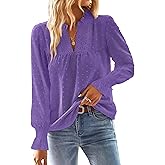 Falechay Boho Tops for Women V Neck Blouses Flowy Swiss Dot Dressy Casual Lace Womens Long Sleeve Shirts Trendy 2026