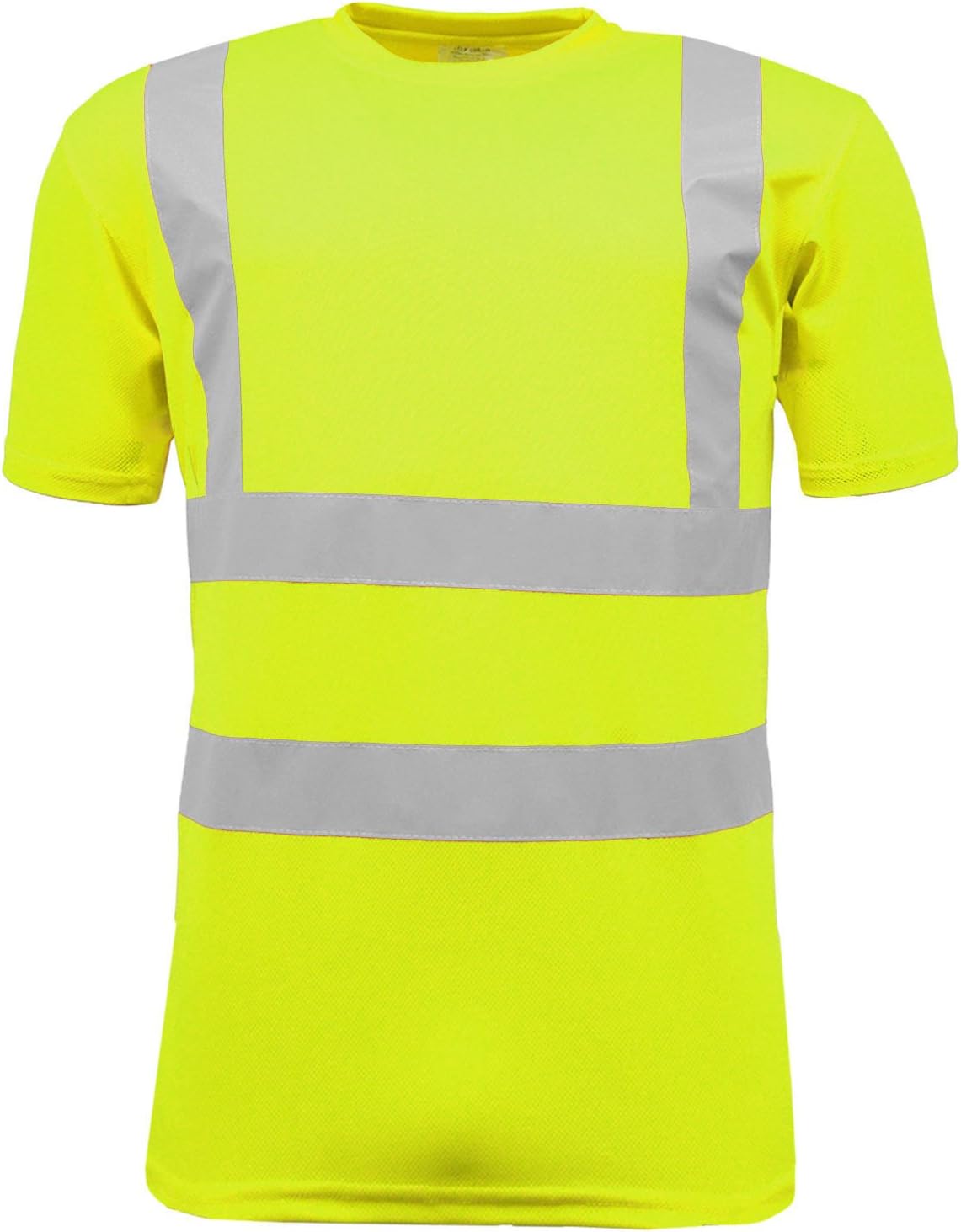Hi Vis Short Sleeve Safety Crew Neck T Shirt High Visibility Security Work Reflective Tape