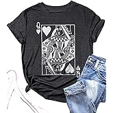Queen of Hearts T-Shirt for Women Funny Vintage Graphic Tees Cool Cute Queen Tee Casual Short Sleeve Tops Shirts