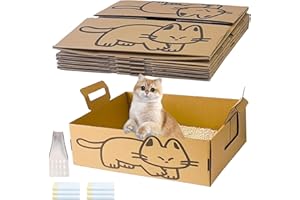Gxsdj 6 Pack Disposable Litter Boxes for Cats,Extra Thick Portable Travel Litter Box with Waterproof and Leak Resistant Trash Bags,Large Cardboard Cat Litter Tray for Small Pets,16.5 x 13 x 5.9 Inch.