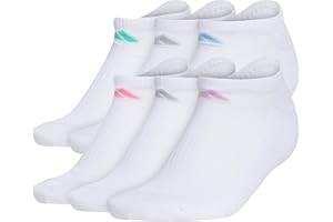 adidas Women's Athletic Cushioned 6-Pack No Show, Socks - No Show Socks for Secure Fit, Cushioned Comfort, Low Profile