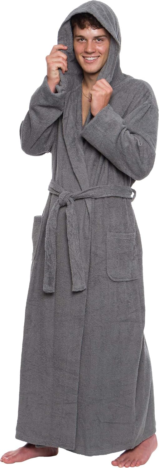 Ross Michaels Men's Big & Tall Cotton Terry Hooded Robe - Lightweight Luxury Long Bathrobe w/Hood at  Men’s Clothing store