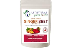 Just Naturals Superfoods Ginger Beet Wellness Powder, Root Fusion, Raw & Pure, No Sugar, No Preservatives, 70g, Made in Canad