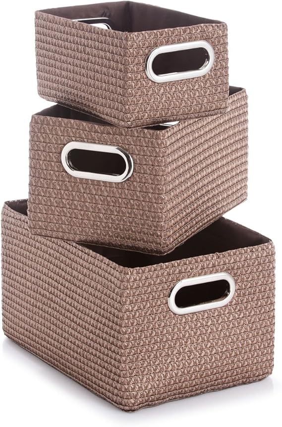 Zeller 14091 Korb-Set mit Chromgriffen, 3-teilig, 36 x 25 x 20, 29 x 21