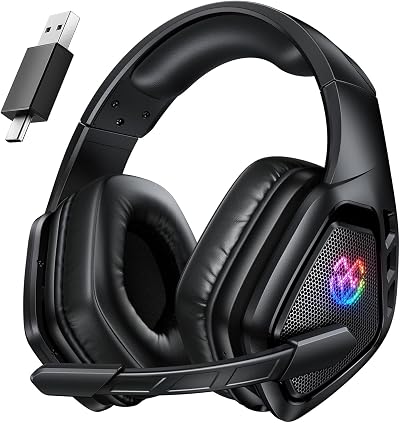 Tatybo Wireless Gaming Headset 2.4GHz USB Type-C Bluetooth Mic 40H Battery