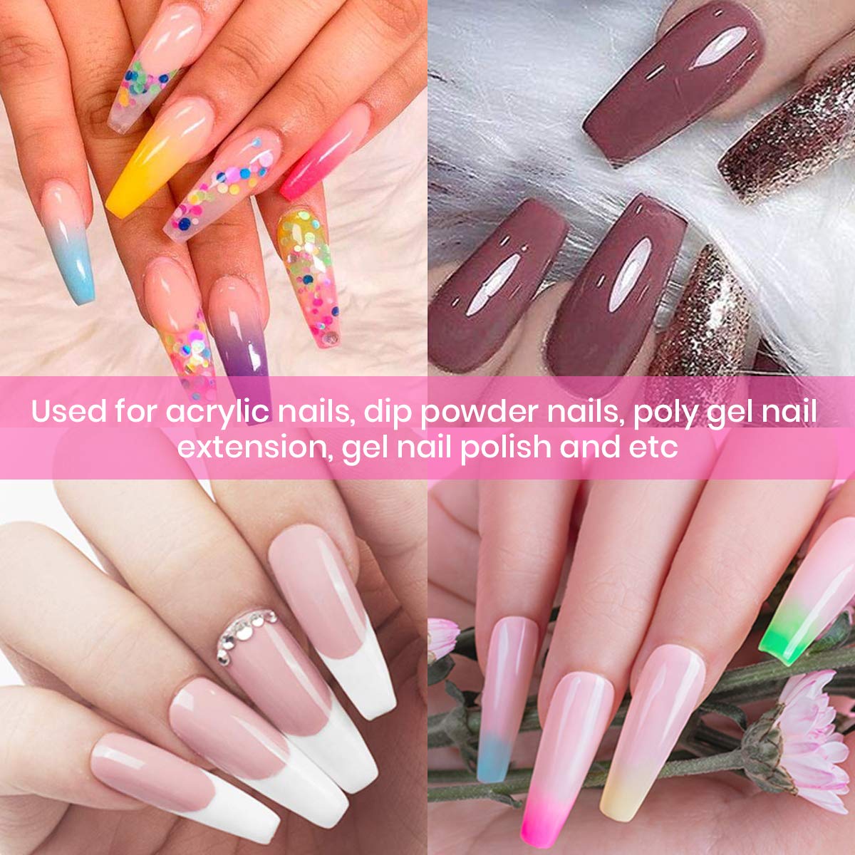 Long Coffin Fake Nail Tips - Beetles Gel Polish 500Pcs Acrylic Press on Nails Clear Artificial False Nails with Nail Glues for Acrylic Nail/Dip Powder Nails/Poly Nail Extension Gel Nail Art DIY Home: Beauty