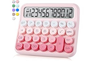 VEWINGL Mechanical Switch Calculator, 12 Digit Large LCD Display and Buttons, Great for Everyday Life and Basic Office Work, with Battery