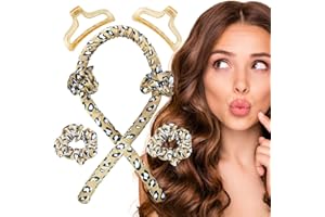 MIMOJI Heatless Curling Rod Silk Headband, No Heat Curls Rollers, Curlers with Ribbons Sleeping Soft Wave Hair Curler DIY Hair Styling Tools Formers for Long Medium Hair (Coffee Leopard)