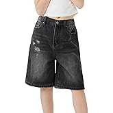 Handfrog Girls Jeans Shorts Ripped Denim Bermuda Elastic Waist Bottom Trendy Cotton Summer Clothes for Kids