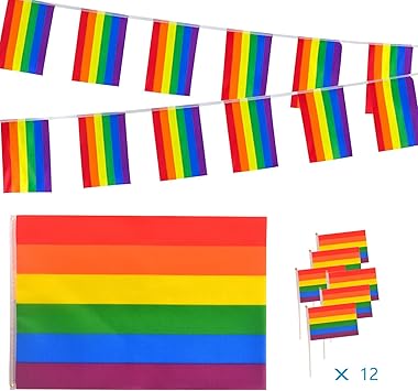 Zerhok Rainbow Flag Set 14 Pack Gay Pride Flags Colorful Stripes