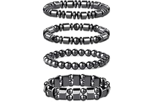 THUNARAZ 4Pcs Hematite Bracelet for Men Women Bangle Bracelet Magnetic Tiger Eye Bracelets