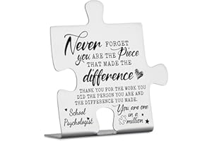 CWGOTC School Psychologist Gifts, Thank You Appreciation Gifts for School Psychologist Week Birthday Christmas Office Desk Decor Puzzle Piece Decorative Signs Plaques YCC27