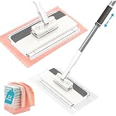 Snap Grip Mop, Hands Free Flat Mop, Clamp Any Cloth Wet Dry Dust | Snap Grip Clamp Mop Fits Any Cloth: hands-free one-click, telescopic handle, wet/dry dust mop hardwood tile; 12 reusable pads