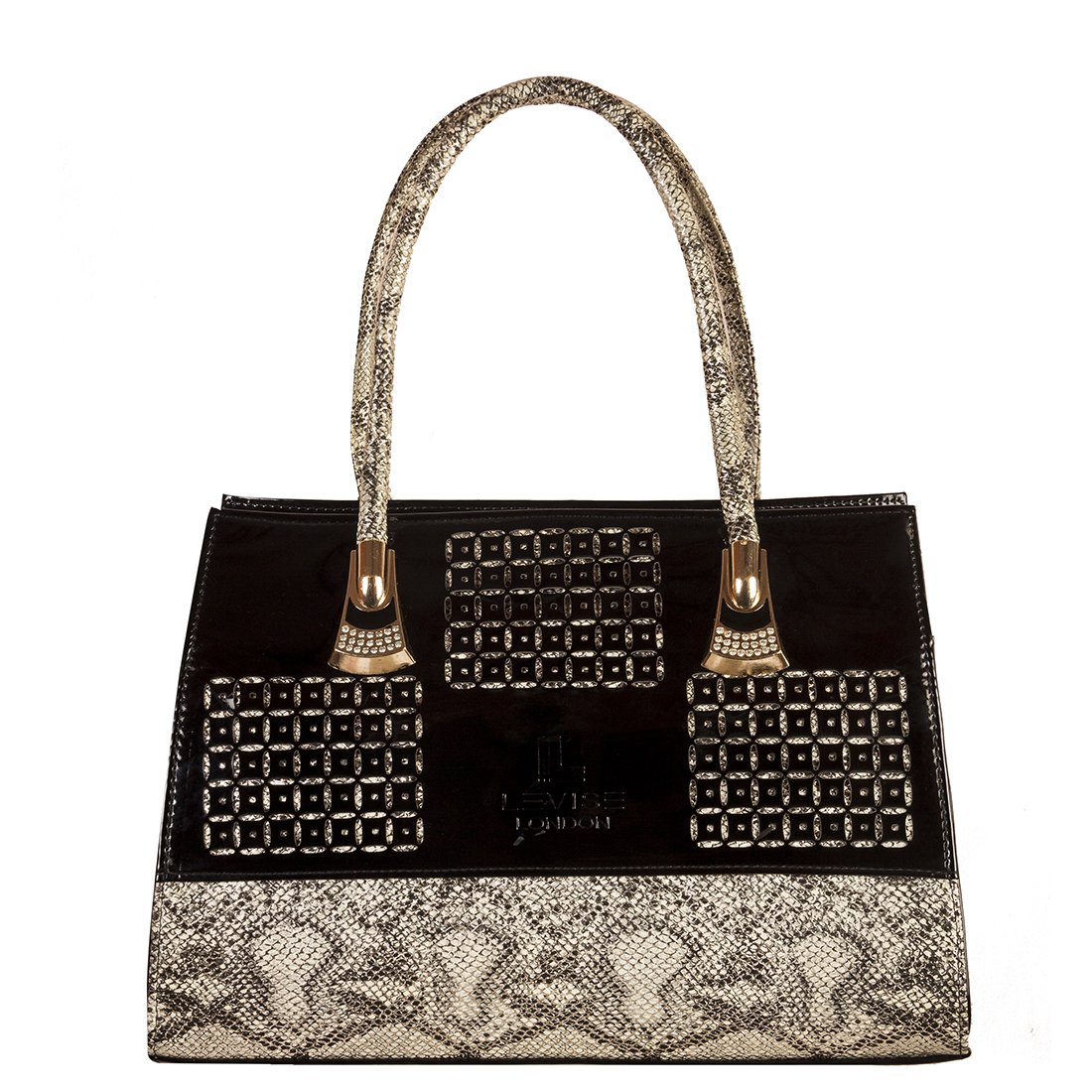 levise london women's handbag(black & golden,ll-0054)
