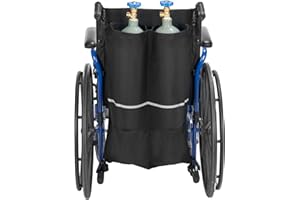 JOYTUTUS Dual Oxygen Tank Holder for Wheelchair, Portable D & E Cylinder Transport Bag, Oxygen Cylinder Bag with Storage Pock