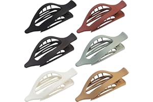 CHANDAT Flat Hair Clip 6 pcs Lay Down Claw Clips Hair Accessories for Women -Basic