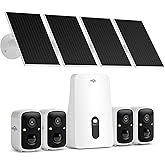 Hiseeu Solar Security Cameras Wireless Outdoor, 4 Cam-Kit, No Subscription, Expandable to 10CH, Wireless Home Security Camera System with 2K Color Night Vision, PIR/AI Detection, IP66, 2.4G & 5G WiFi