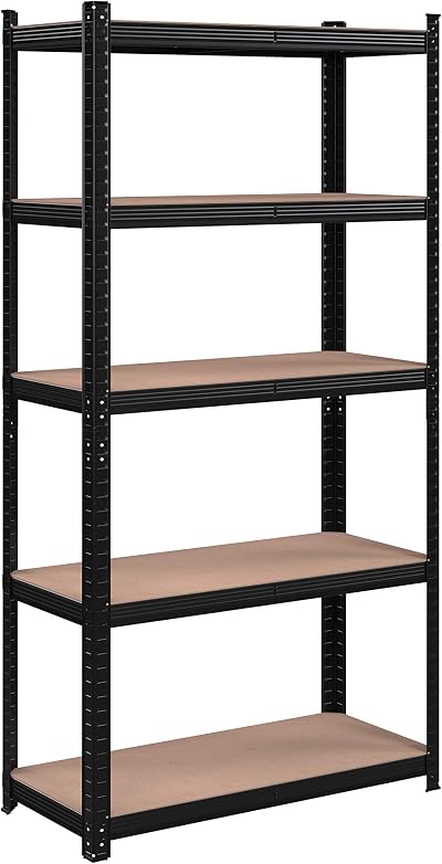 SONGMICS 5-Tier Steel Shelving Unit 875 kg 40 x 90 x 180 cm Black GLR040B01