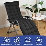 wawofun Sun Lounger Cushions 170x53 cm Black with Top Cover view 6
