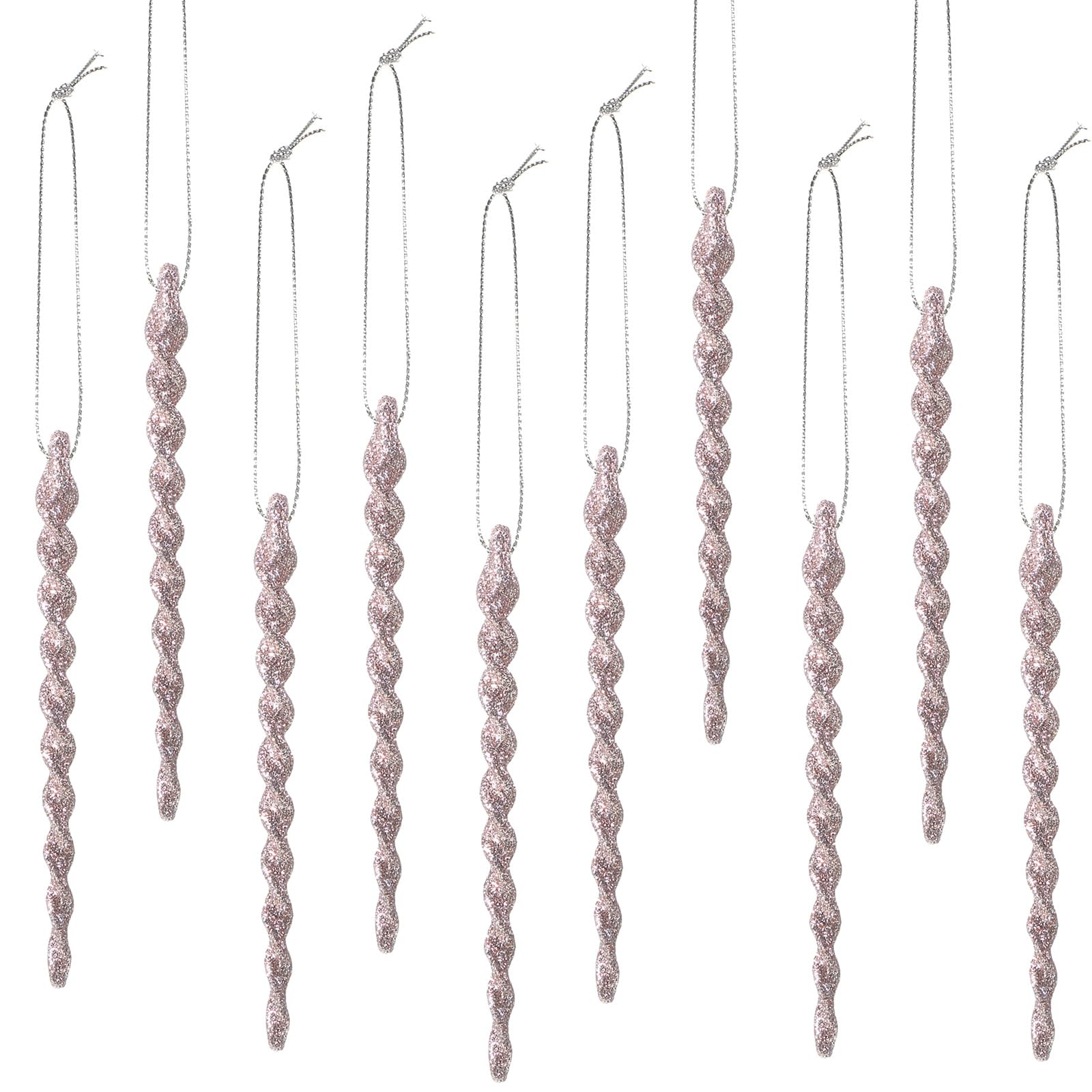 30 Pieces Plastic Icicle Twisted Plastic Icicle Christmas Ornaments Icicle Decoration Christmas Tree and Holiday Xmas Party Wedding Hanging (Rose Gold,5.9 Inch)