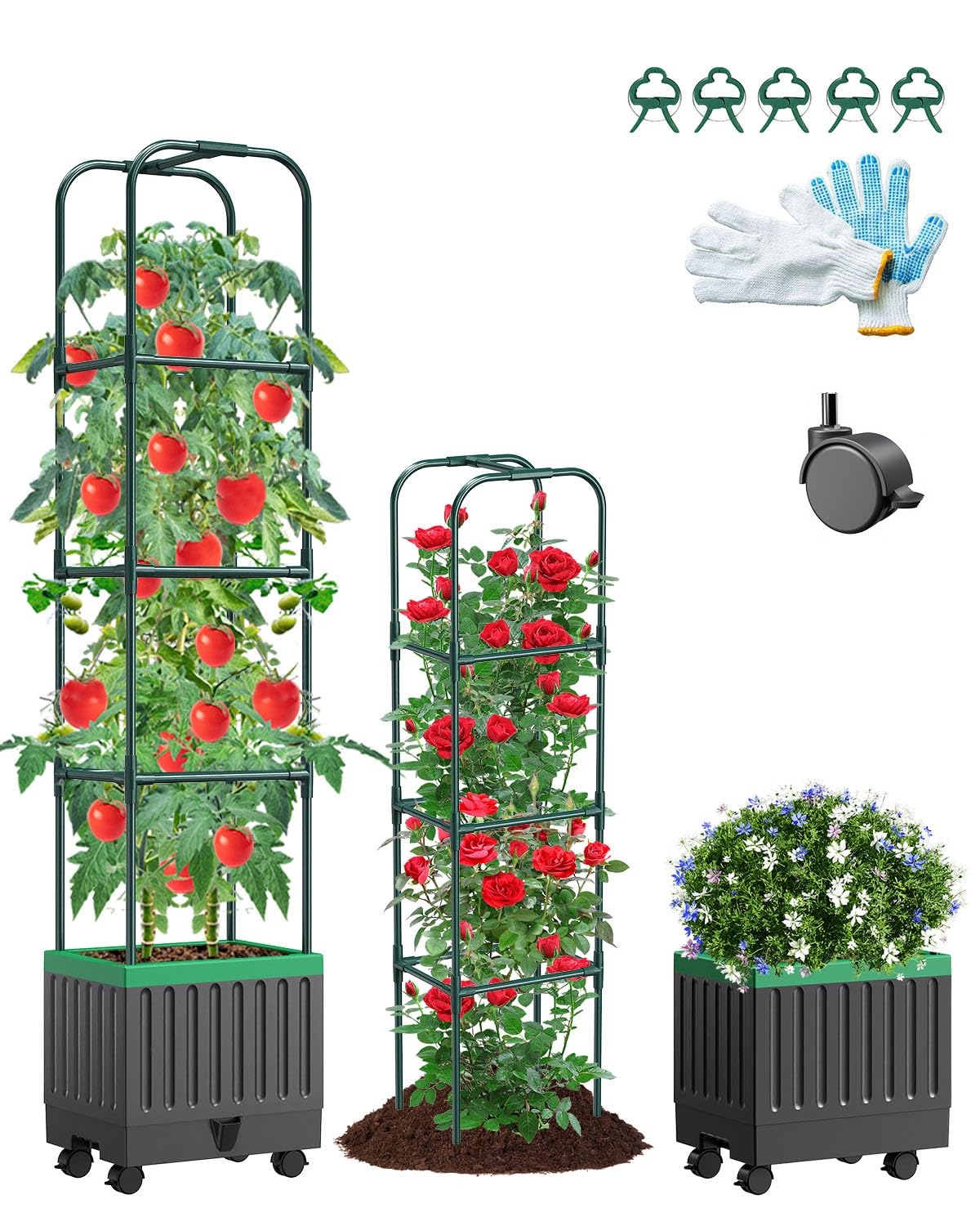 Photo 1 of MQJIAZHI Tomato Planter Box with Trellis, 68.7" Tall Self Watering Tomato Cages for Climbing Vegetables Plant, Raised Garden Bed for Garden, Tomato Plant Support Pots for Patio Indoor Outdoor?68.7" ?