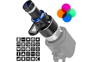 DNIO Bowens Mount Spotlight Conical Optical Snoot kit,Projection Attachment for Monolight Portraits Compatible with Aputure Amaran 60D/XS/100X/D 200D with 4 Color Filters and 25 Gobos
