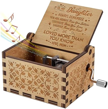 Mcottage Vintage Caja de Música Grabado Madera Manivela Caja ...